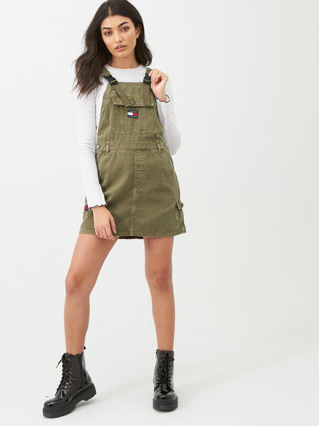 khaki dungaree dress