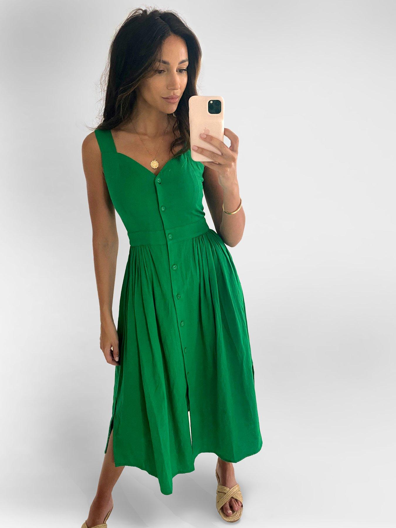linen green dress
