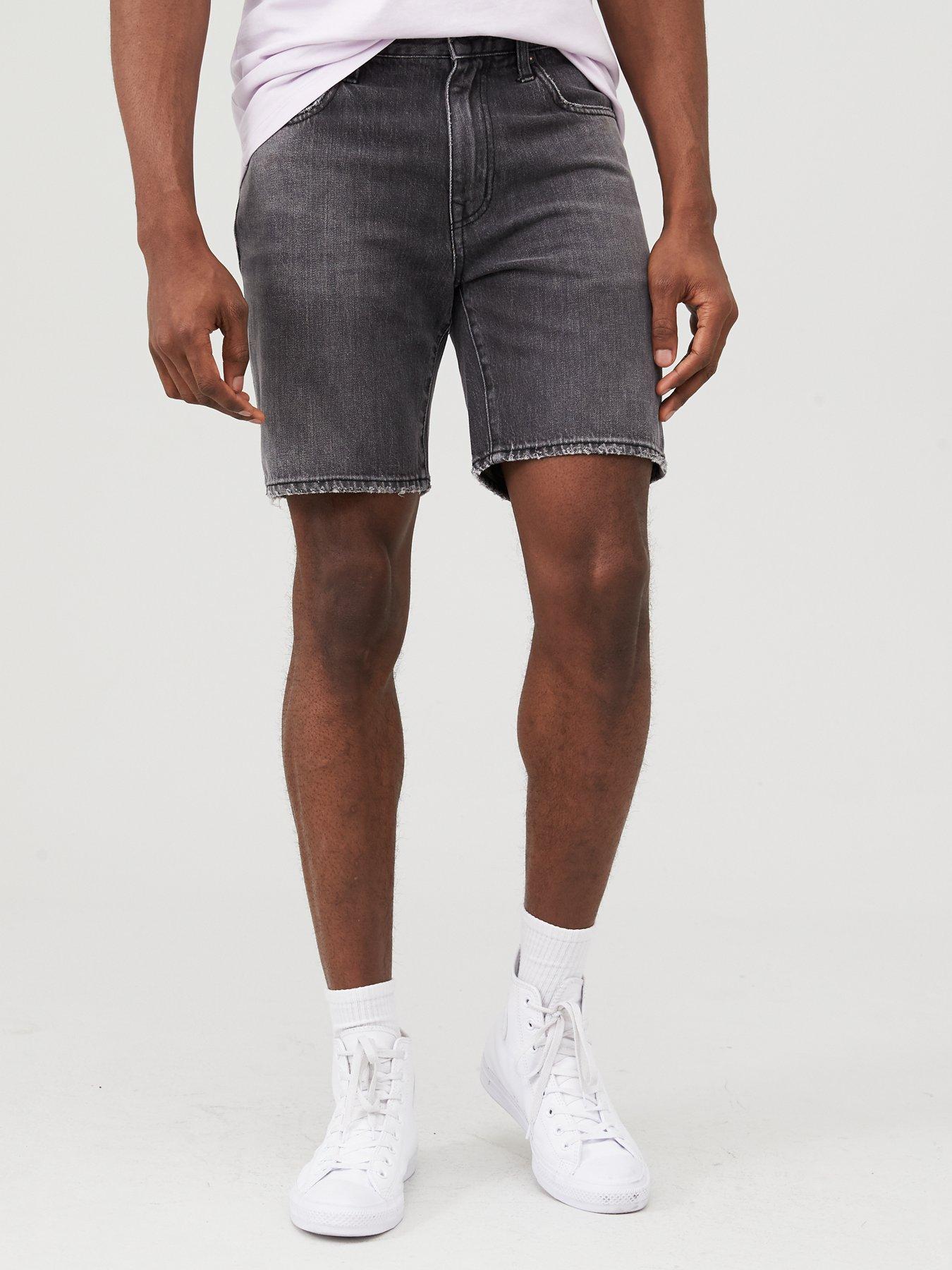 tapered denim shorts