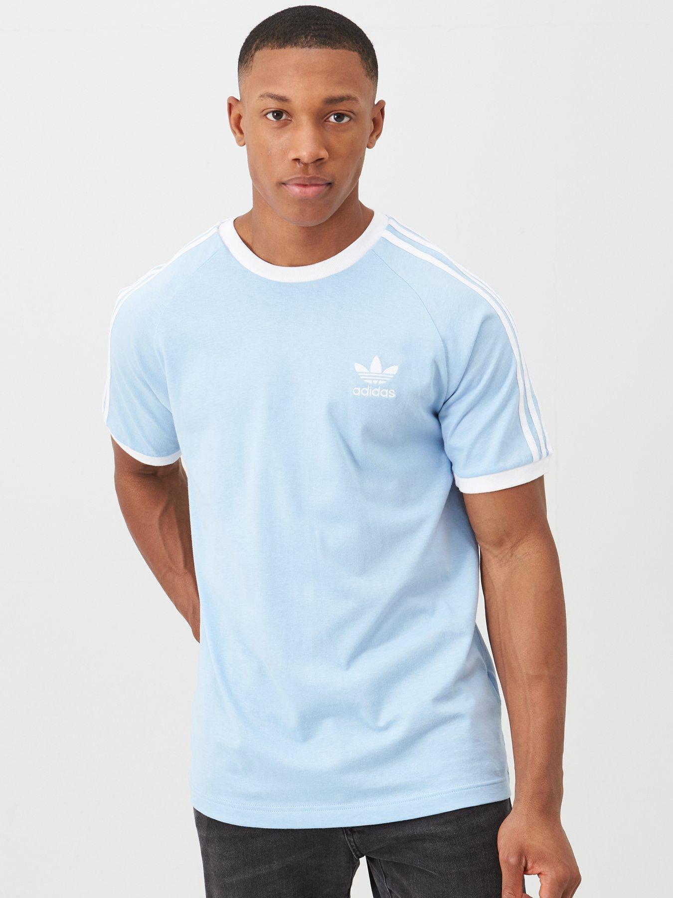 adidas originals california 3 stripe t shirt blue