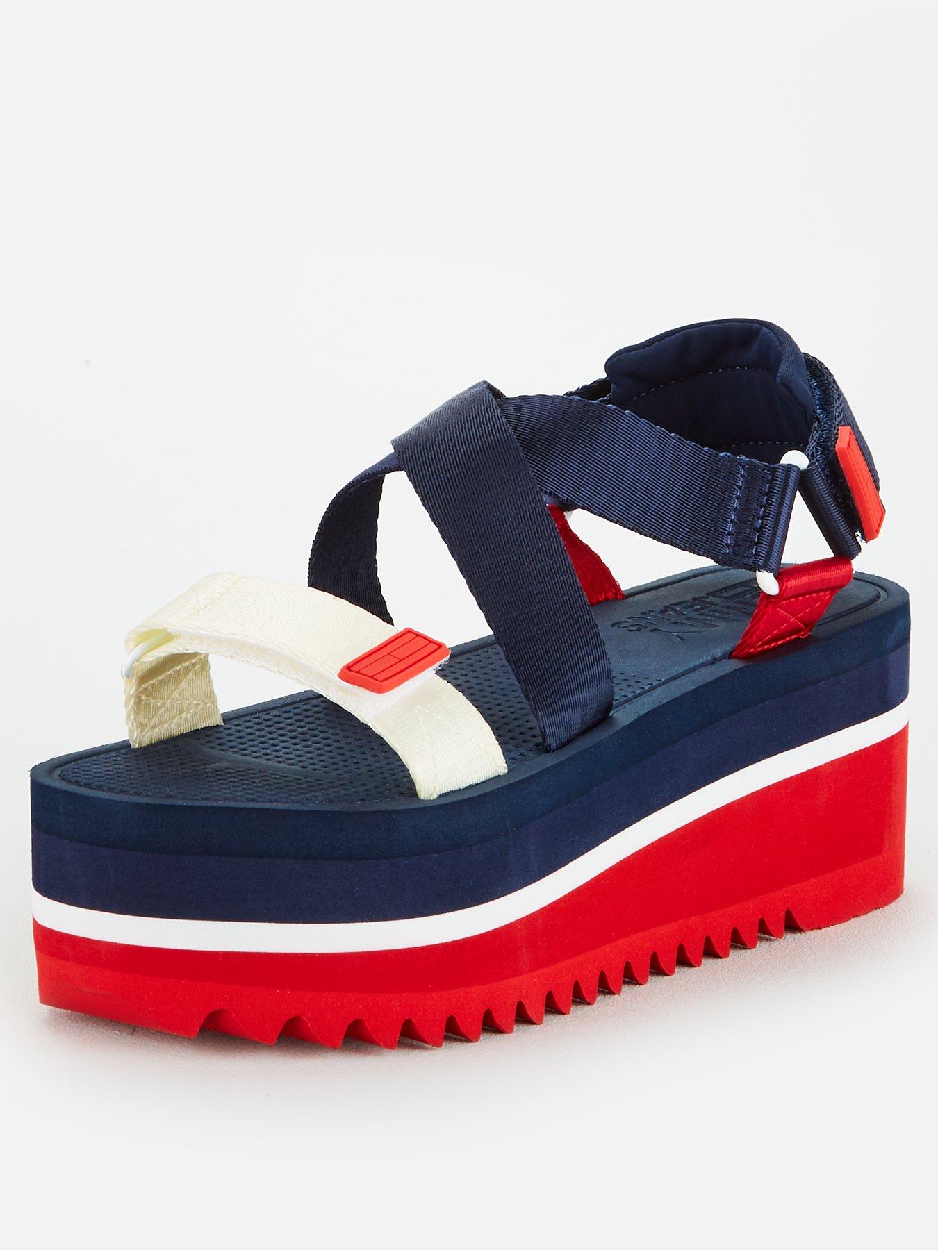 tommy jeans technical navy platform sandals