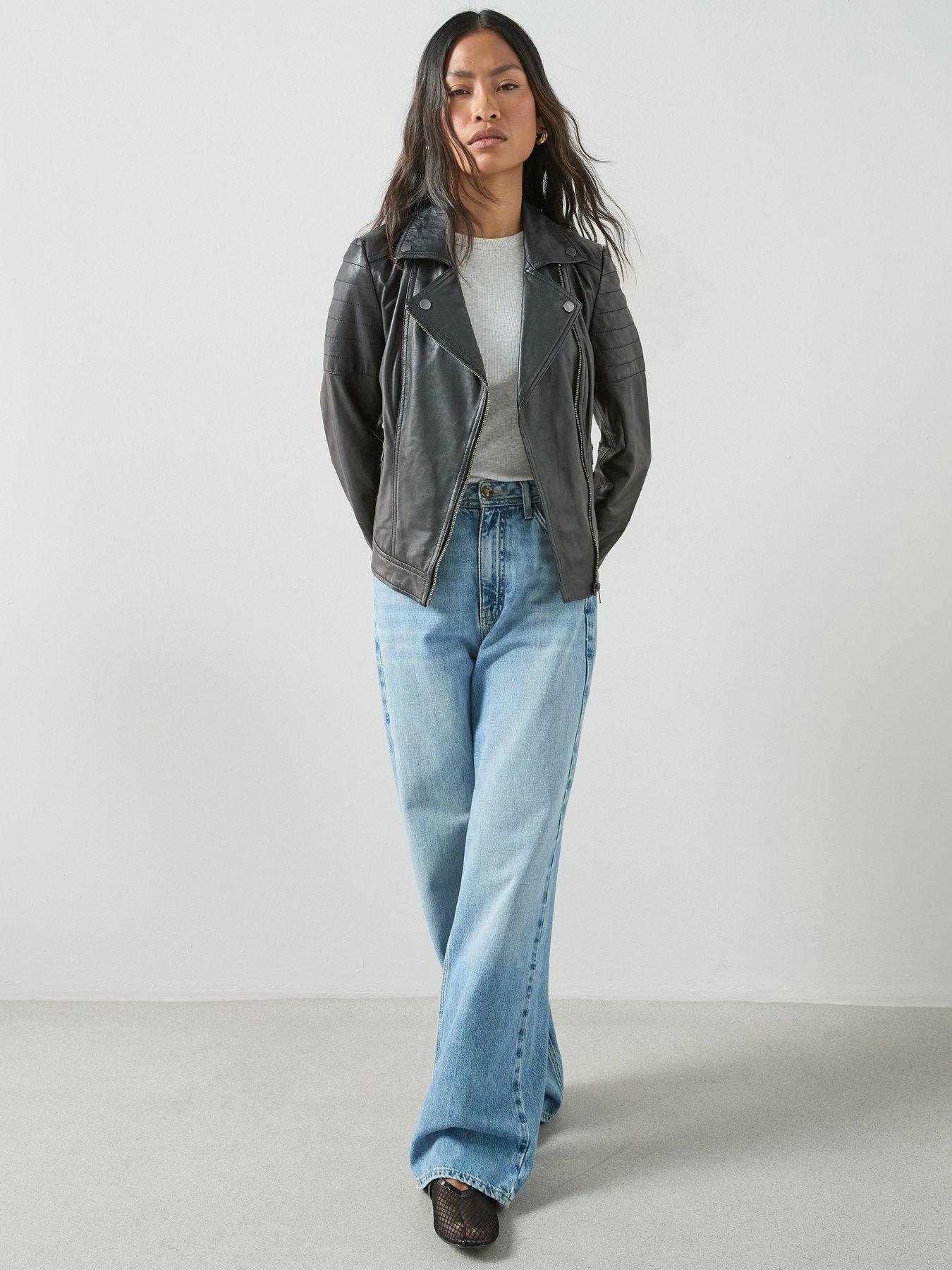 The Very Collection Leather Biker Jacket - Black