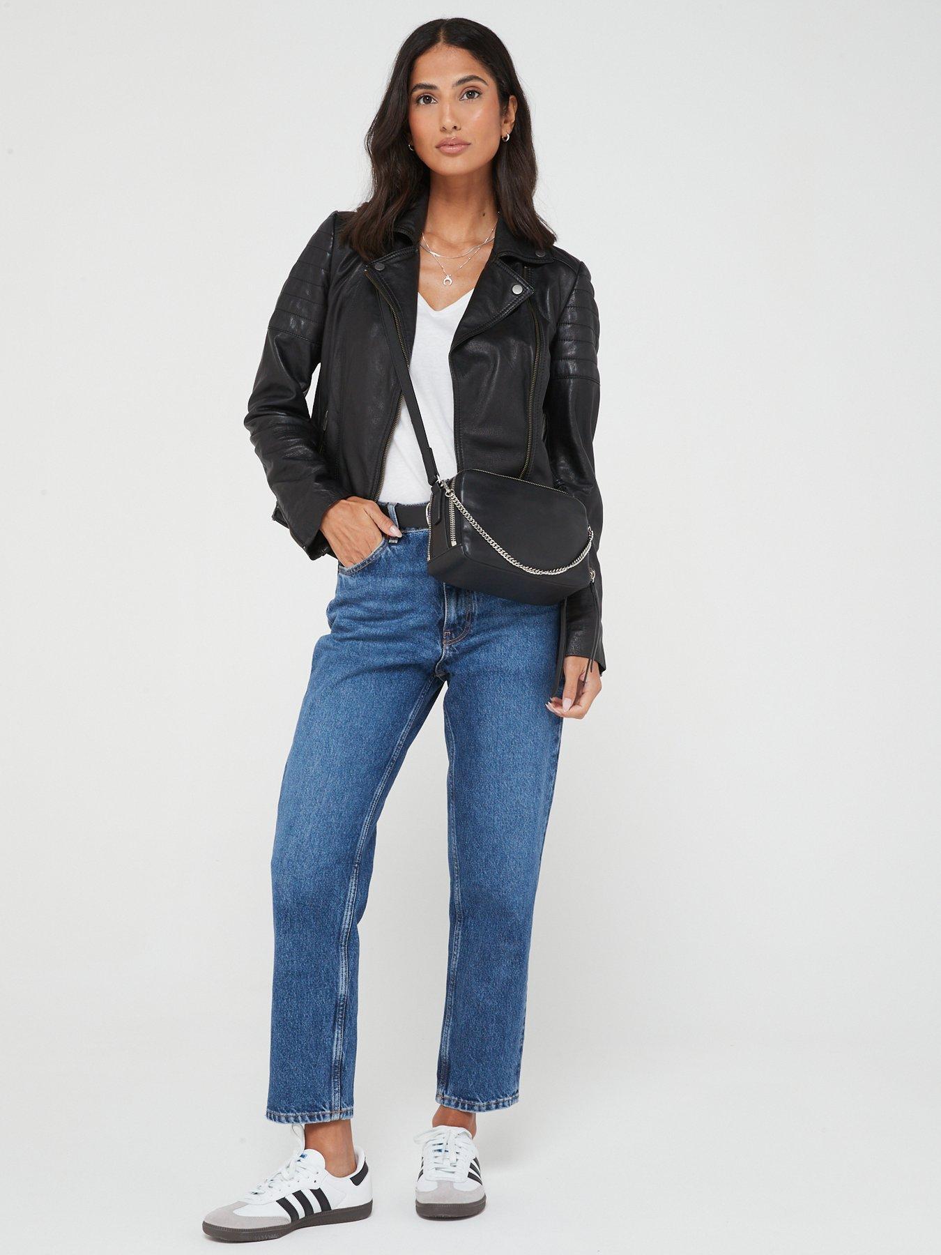Image 3 of 6 of V by Very Leather Biker Jacket - Black