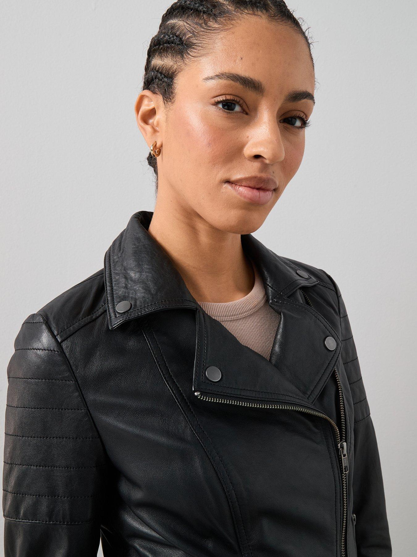 Image 4 of 7 of The Very Collection Leather Biker Jacket - Black