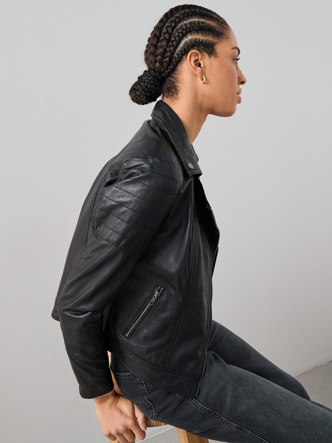 Image 5 of 7 of The Very Collection Leather Biker Jacket - Black