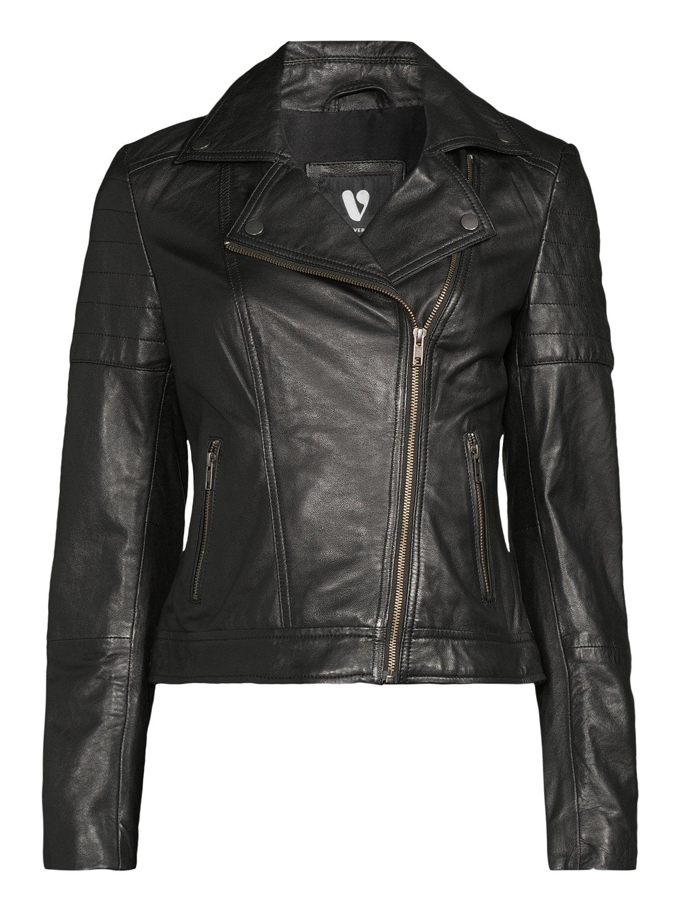 Image 7 of 7 of The Very Collection Leather Biker Jacket - Black