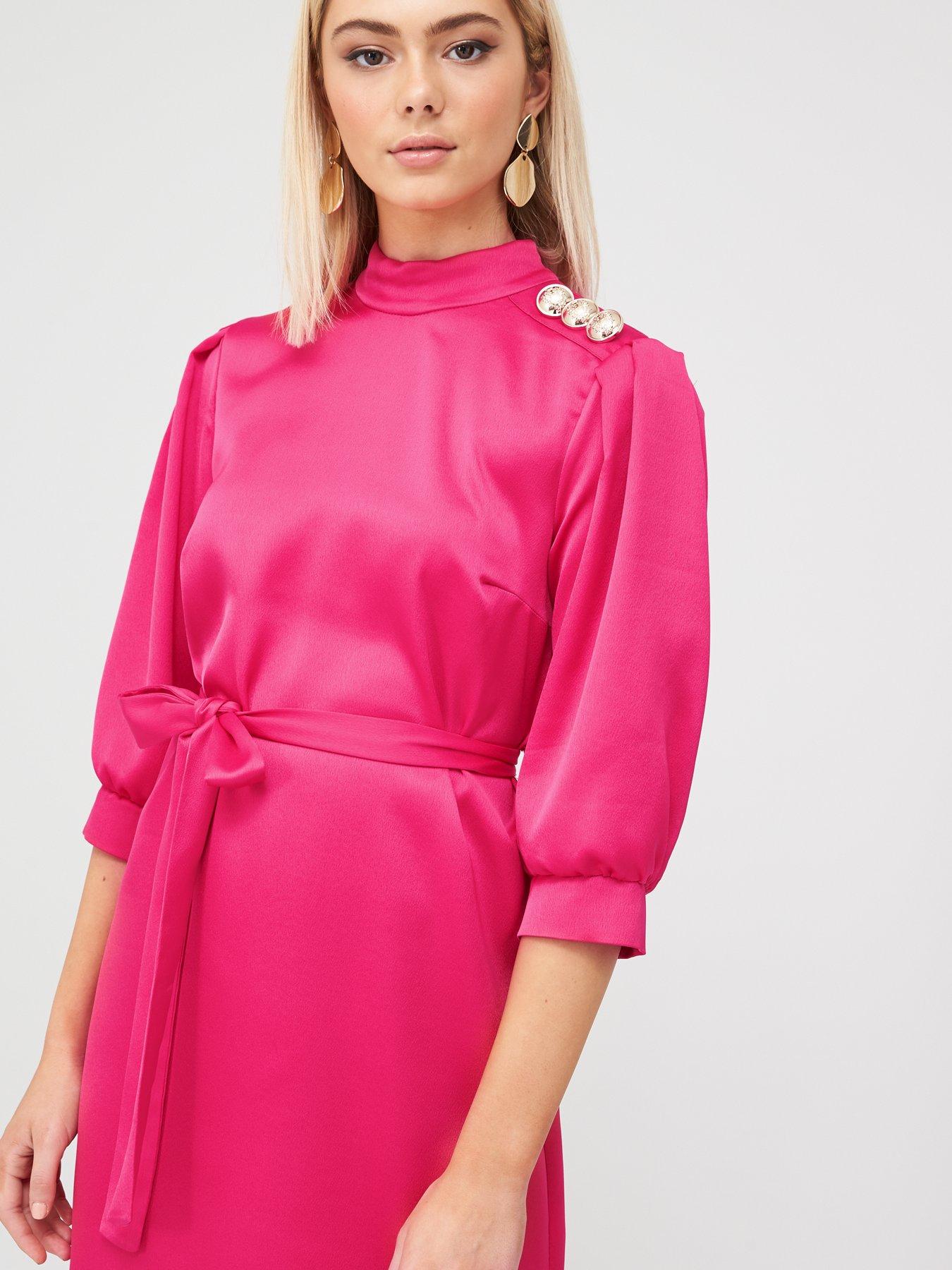 river island pink satin dress