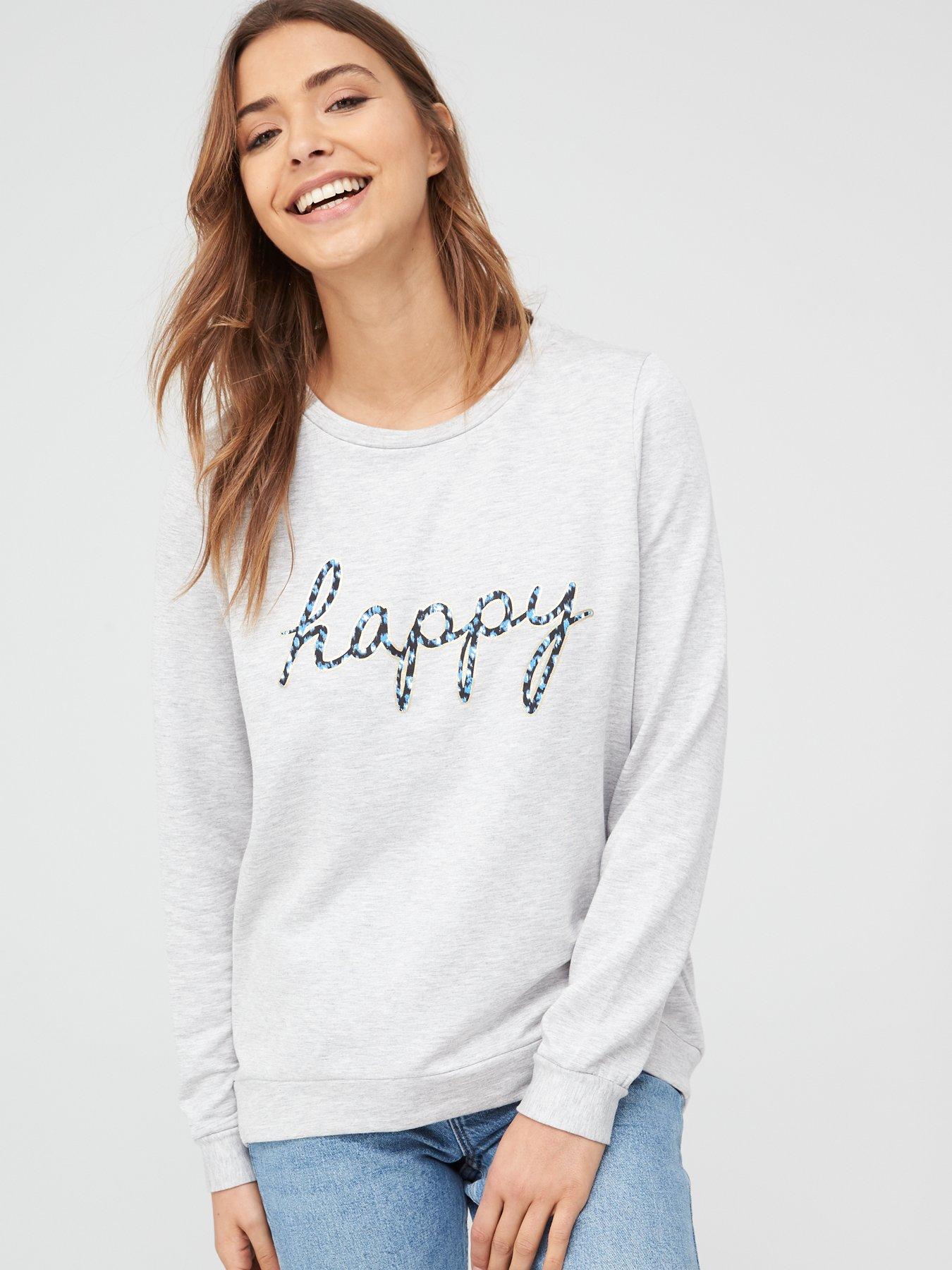 happy slogan jumper