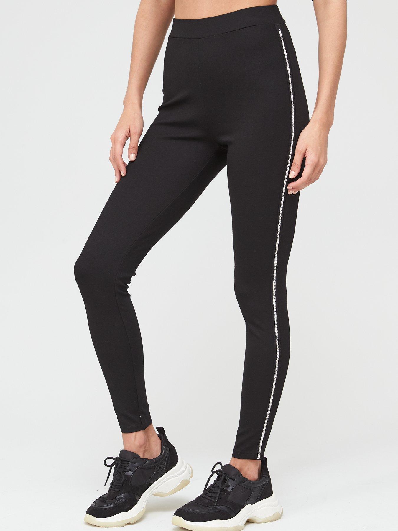 black leggings with diamante trim