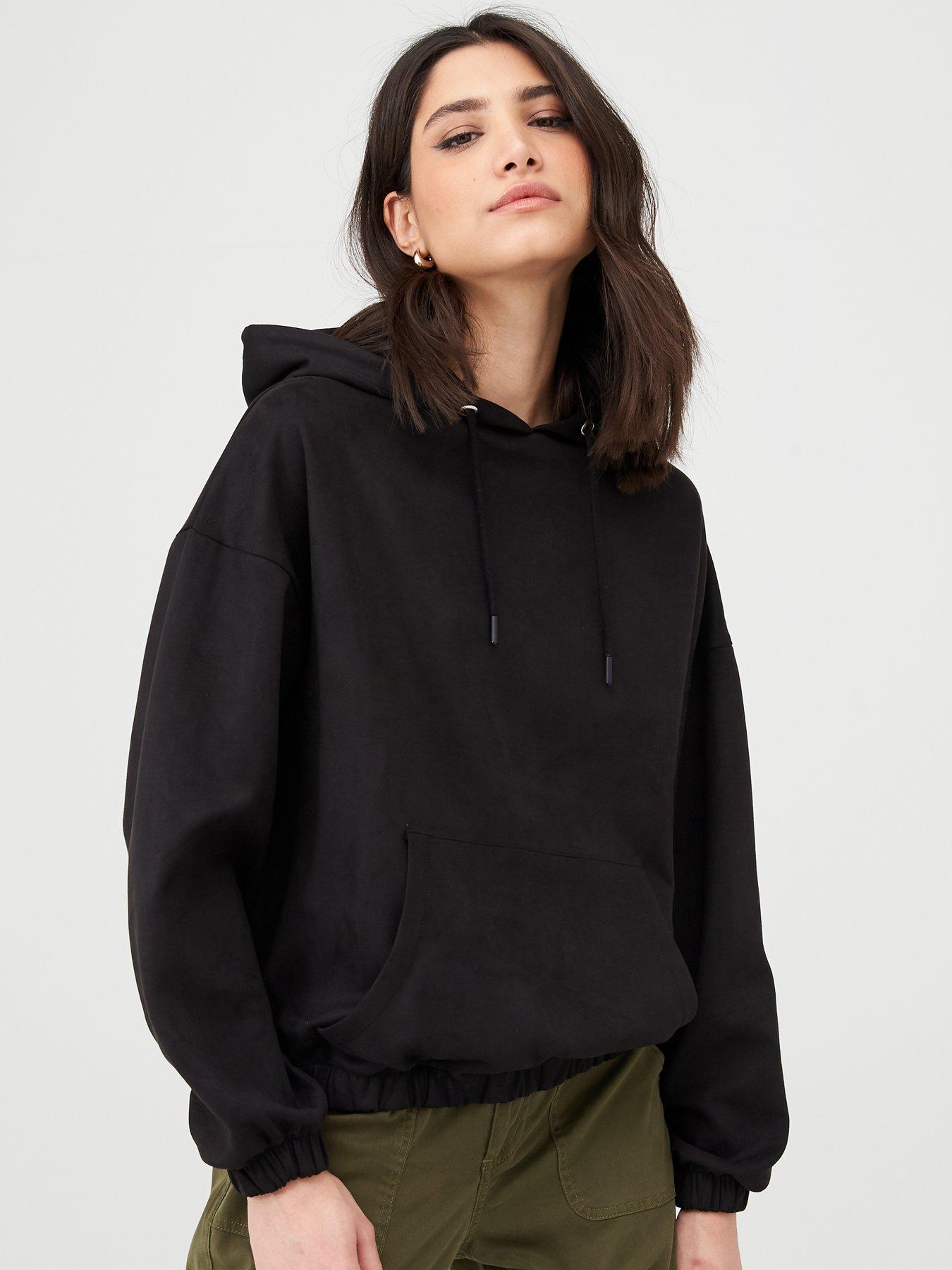 black suede hoodie