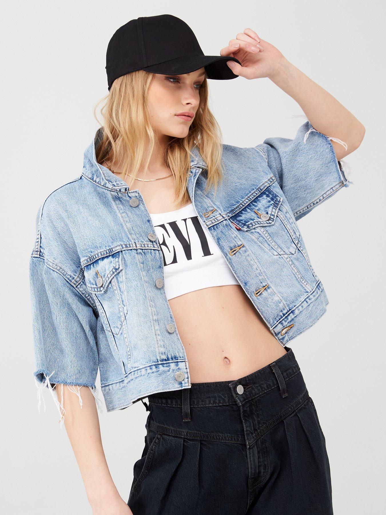 short sleeve cropped denim jacket