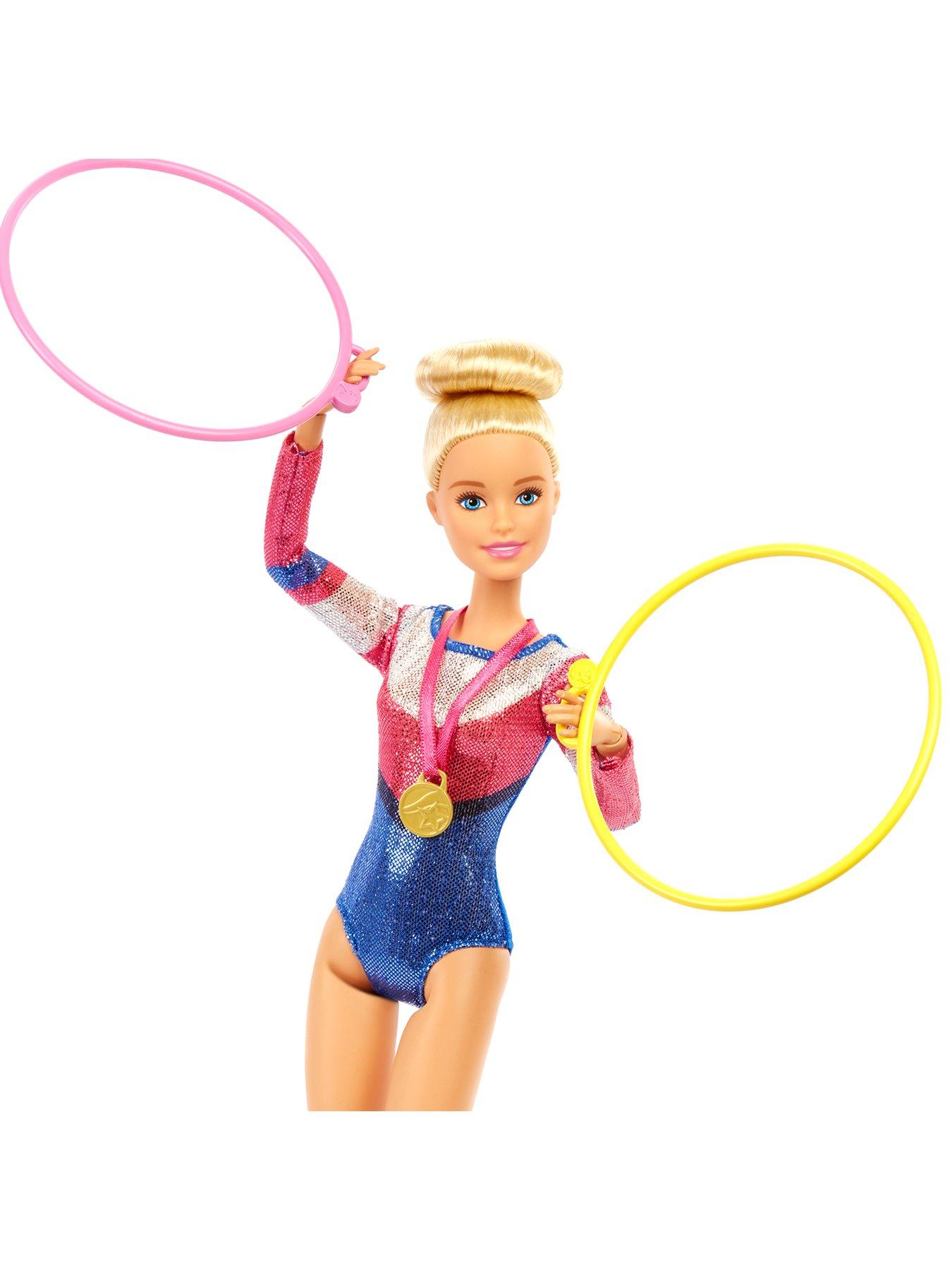 Barbie Gymnastics Doll and Playset with Twirling Feature, Balance Beam, 15+  Accessories