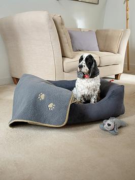 Product photograph of Zoon Velour Square Dog Bed - Charcoal - Small from very.co.uk