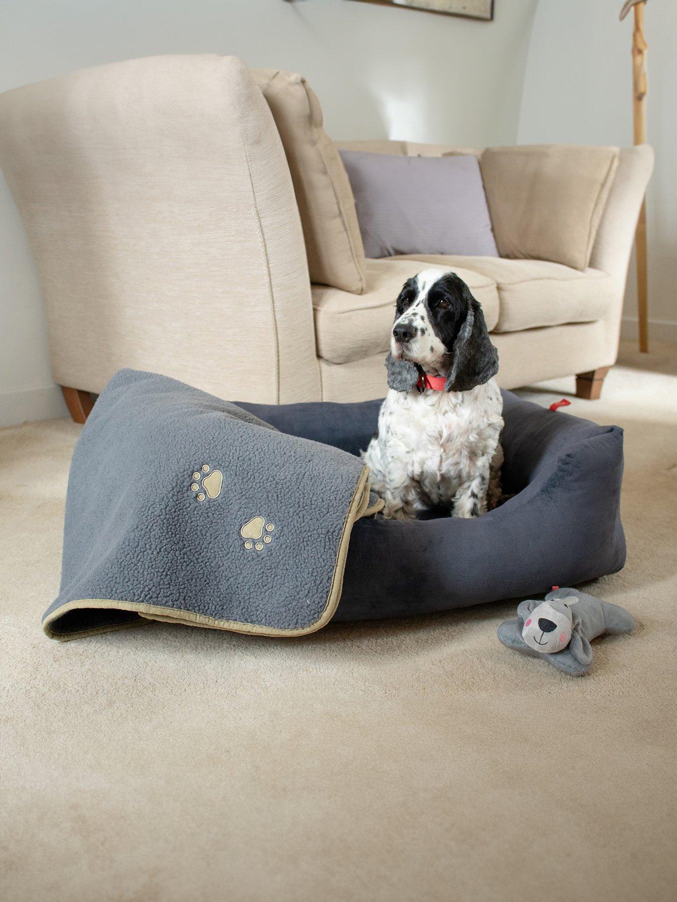 Velour Square Dog Bed Charcoal