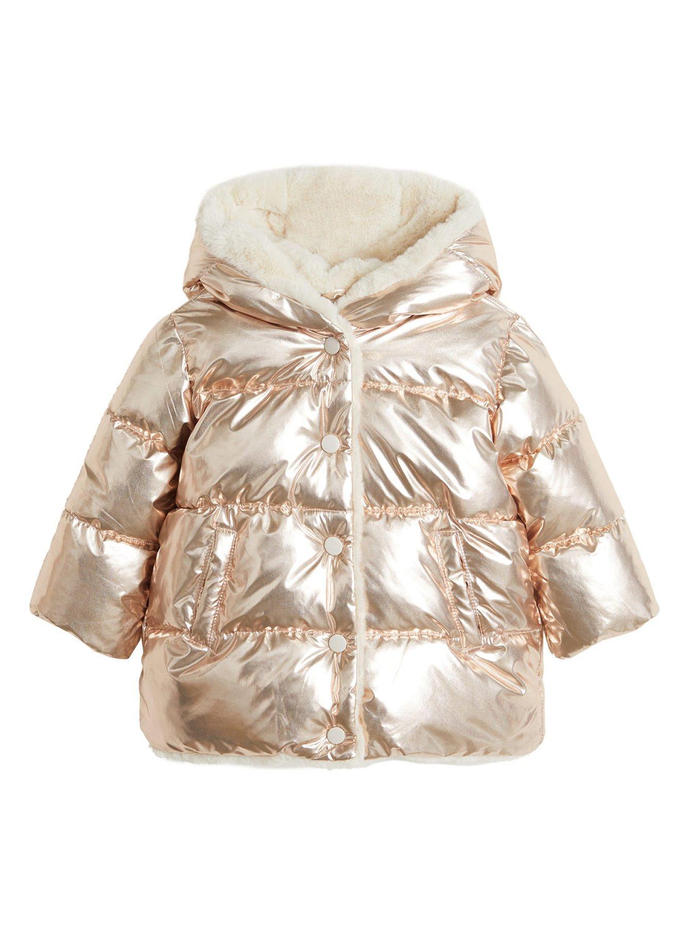 Mango Baby Girls Faxu Fur Lined Metallic Coat review