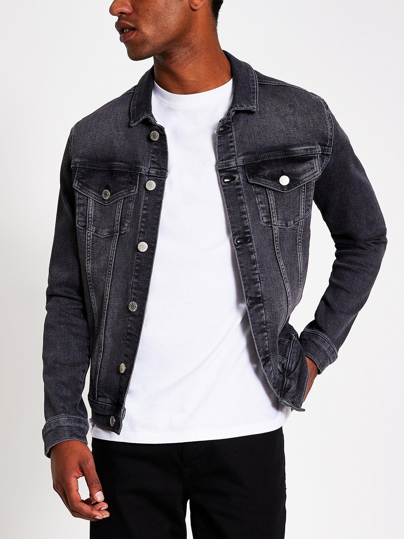 river island black denim jacket