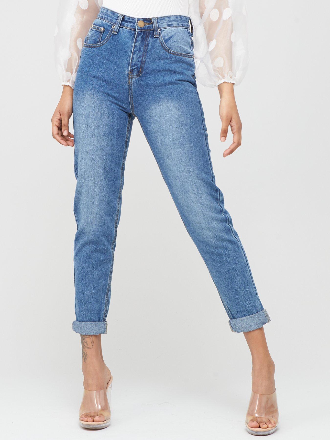 Boohoo Boohoo High Rise Mid Wash Mom Jeans review