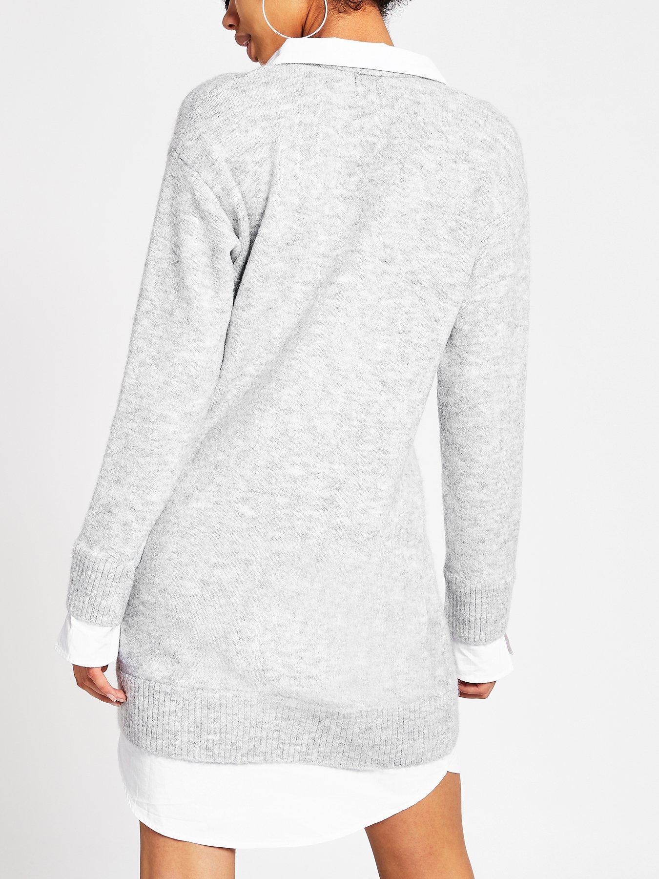 river island grey jumper dress