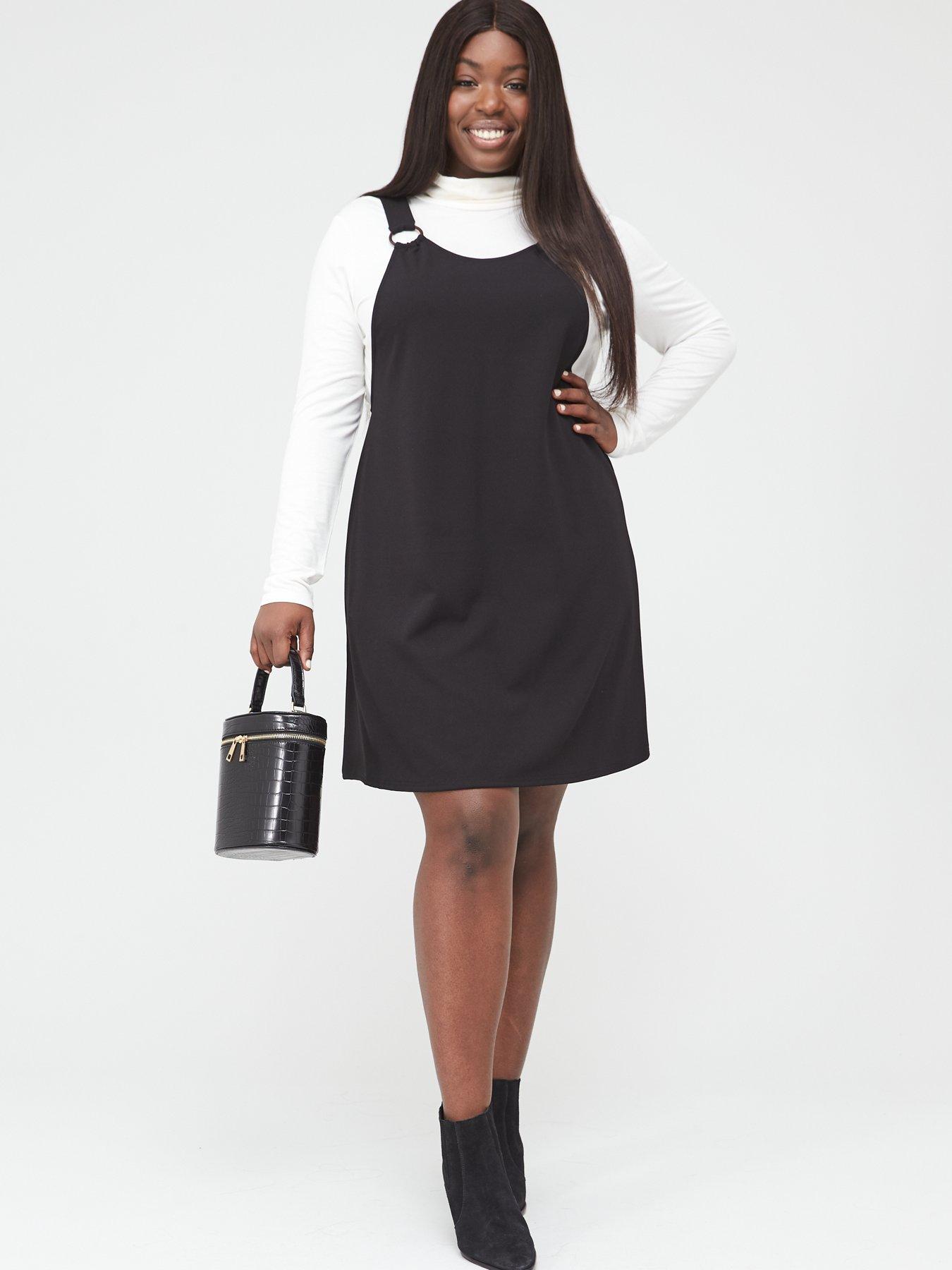 stretch pinafore dress