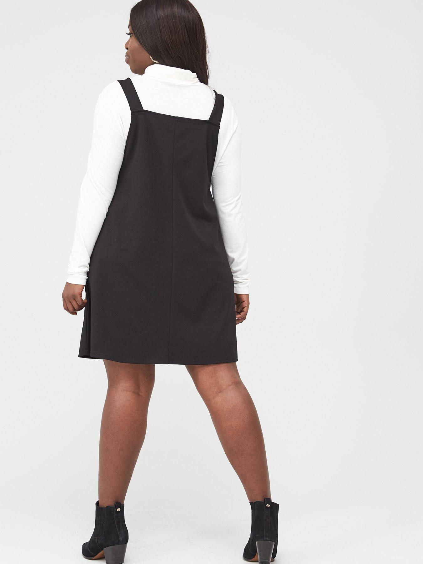 stretch pinafore dress