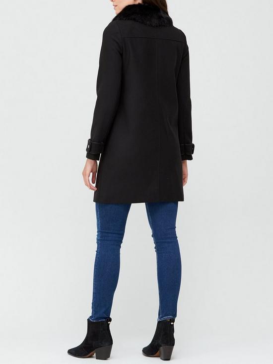 stillFront image of v-by-very-zip-coat-with-faux-fur-collar-black