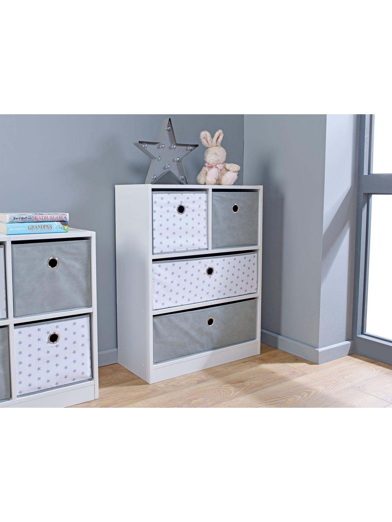 Product photograph of Lloyd Pascal Cube 2 2 Storage Unit With Stars - Grey White from very.co.uk