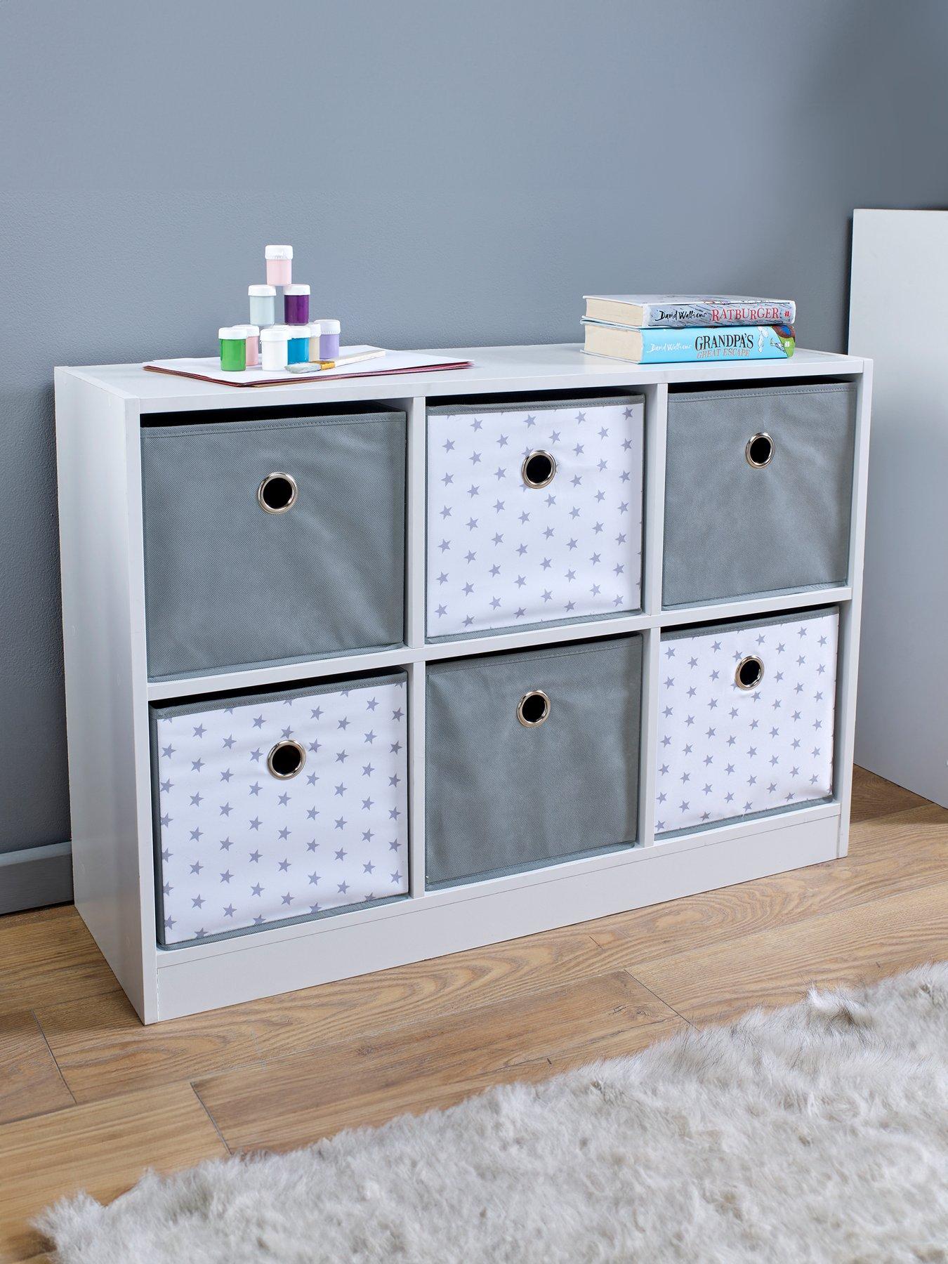 Product photograph of Lloyd Pascal 6 Cube Storage Unit With Stars - Grey White from very.co.uk