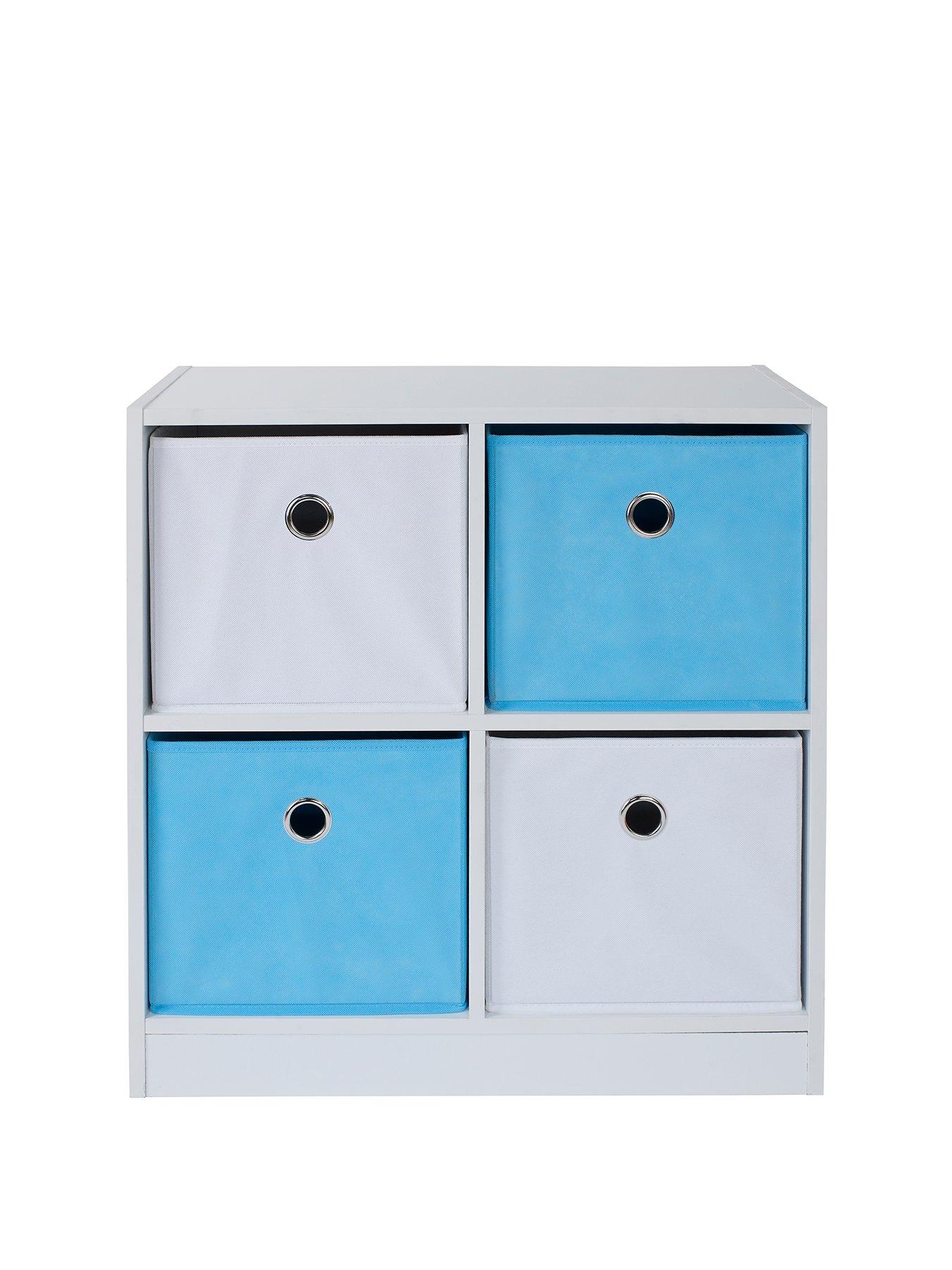 Product photograph of Lloyd Pascal 4 Cube Storage Unit Blue White from very.co.uk