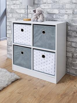 Product photograph of Lloyd Pascal 4 Cube Storage Unit With Stars - Grey White from very.co.uk