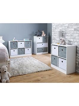 Product photograph of Lloyd Pascal 4 Cube Storage Unit With Hearts - Grey White from very.co.uk