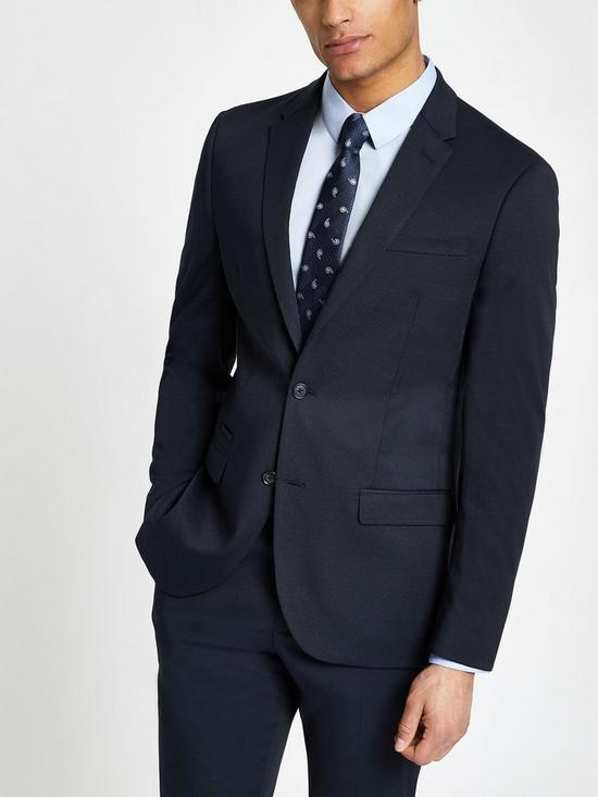 front image of river-island-textured-slim-fit-suit-navynbsp
