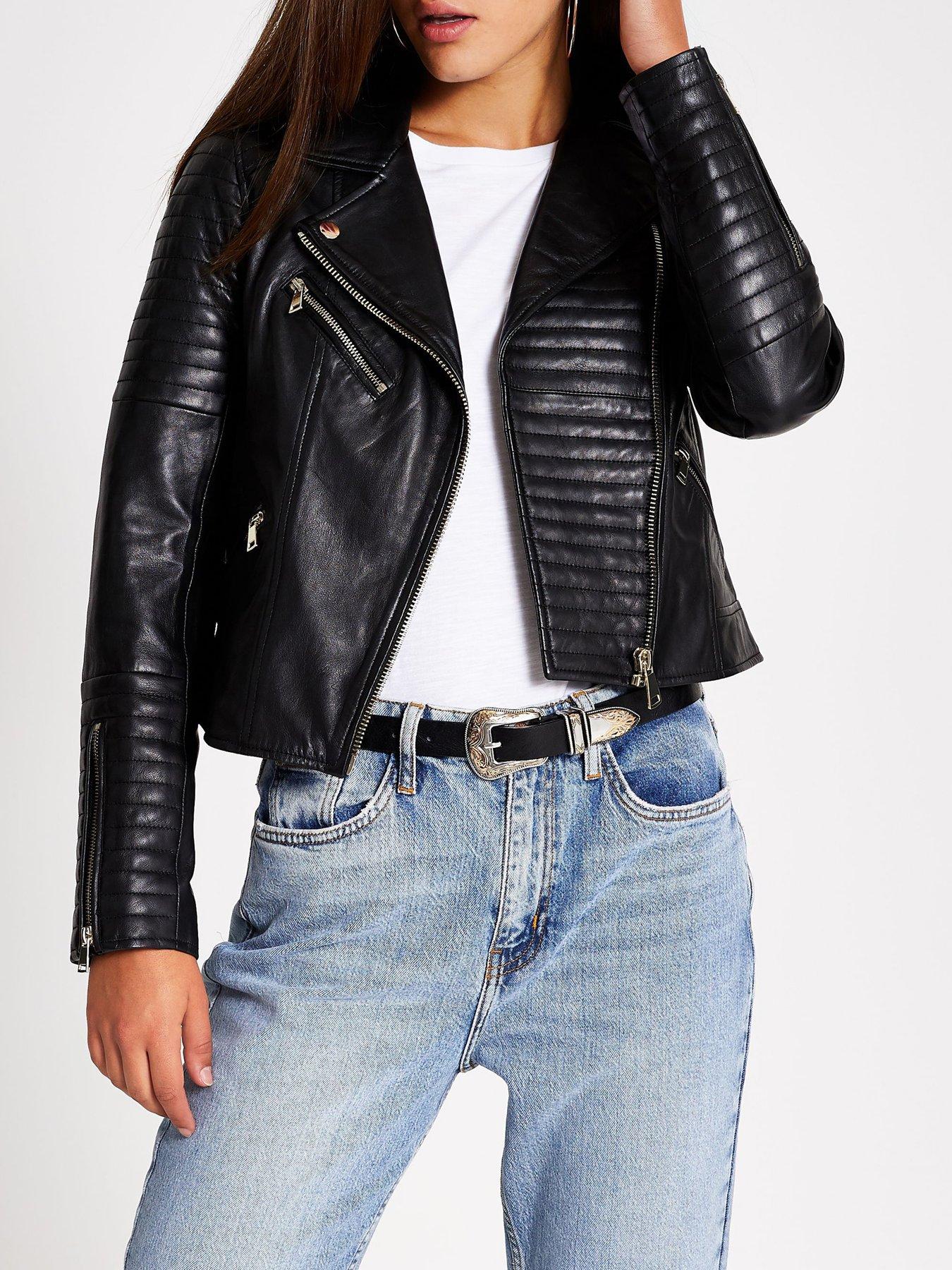leather studded biker jacket