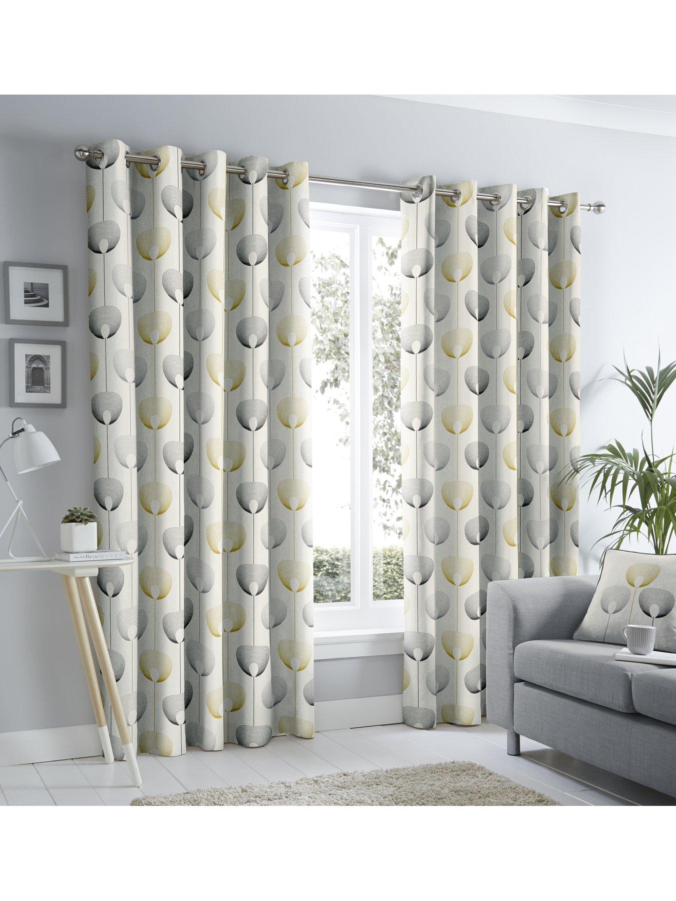 Delta MODERN Scandi Lined EYELET Ring Top Curtains Ready Made 3 COLOURS