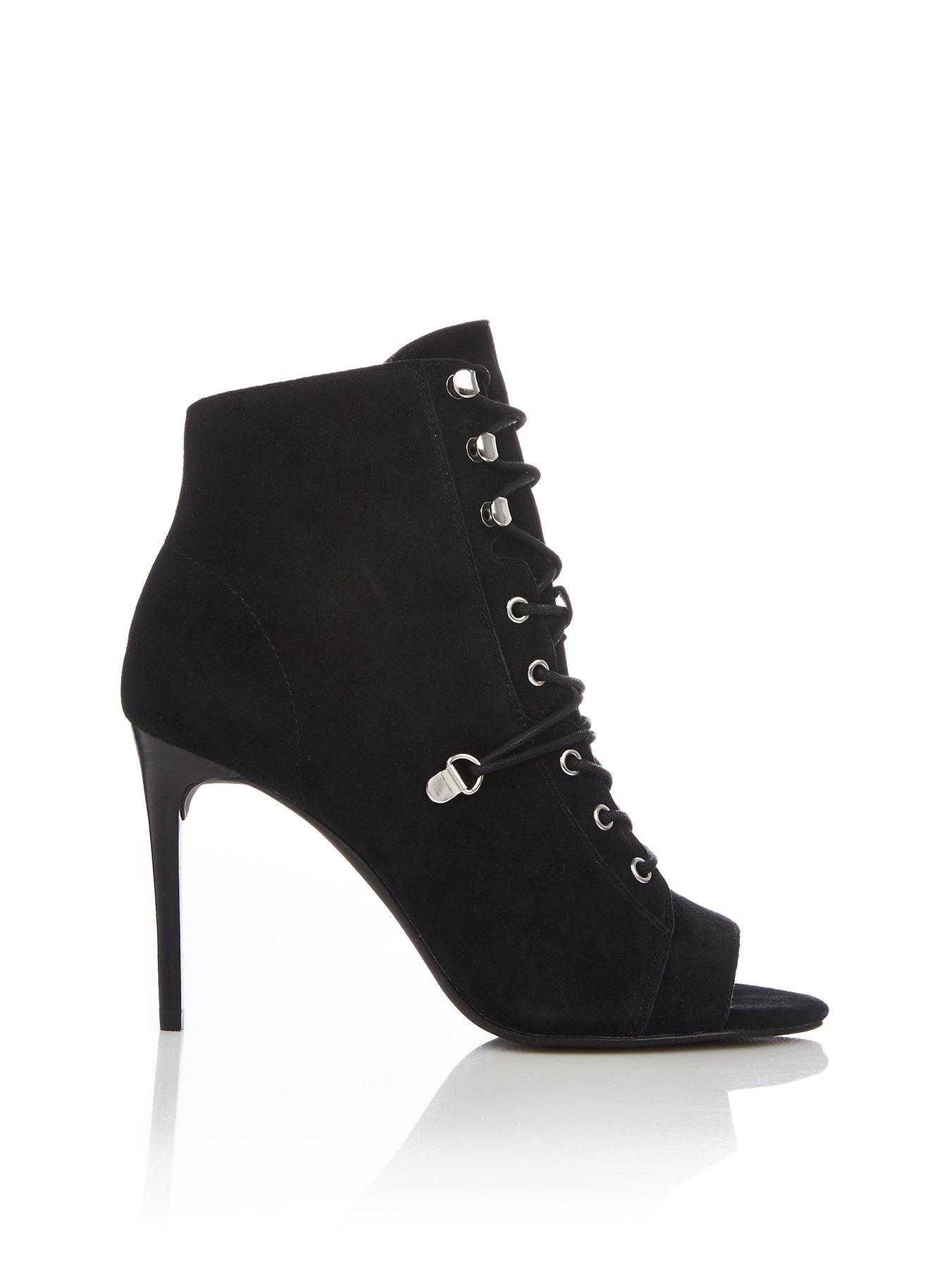 black peep toe lace up booties