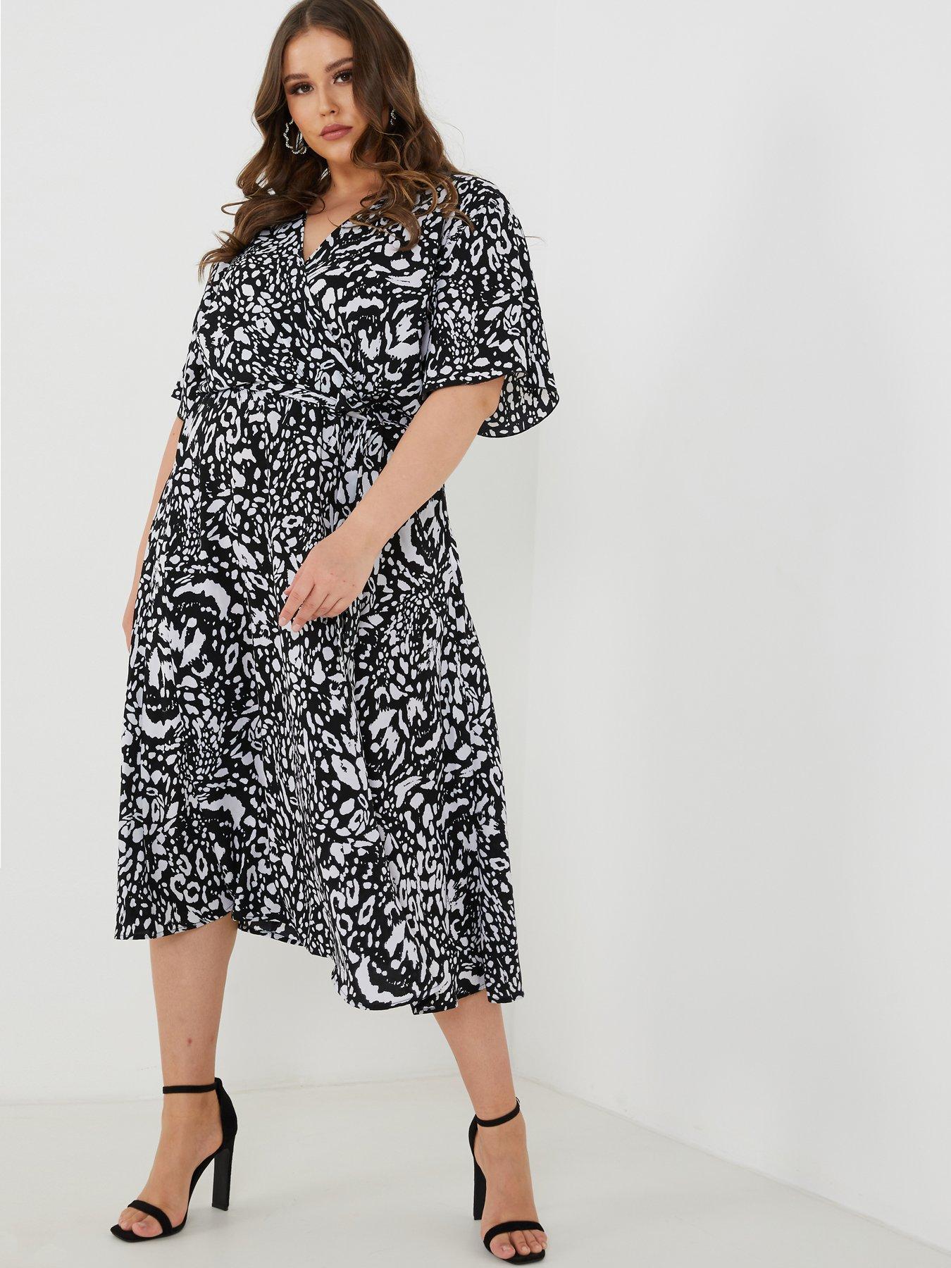 quiz animal print wrap dress