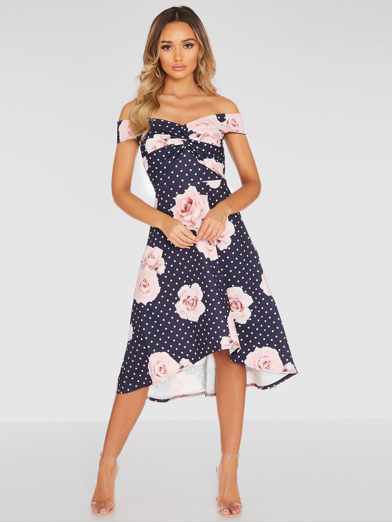 polka dot dip hem dress