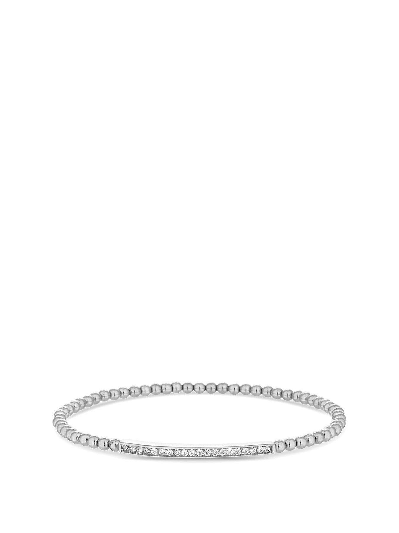 Simply Silver Simply Silver Silver Cubic Zirconia Bar Beaded Stetch Bracelet review