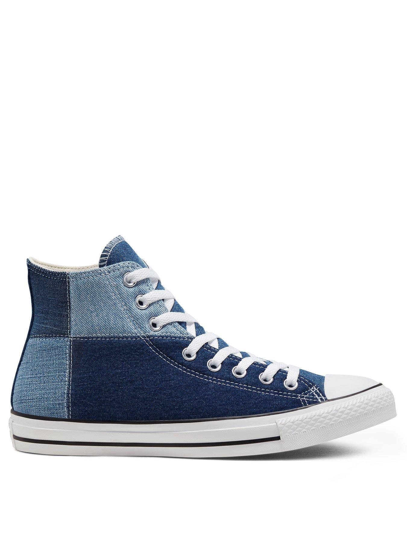 converse washed denim high tops