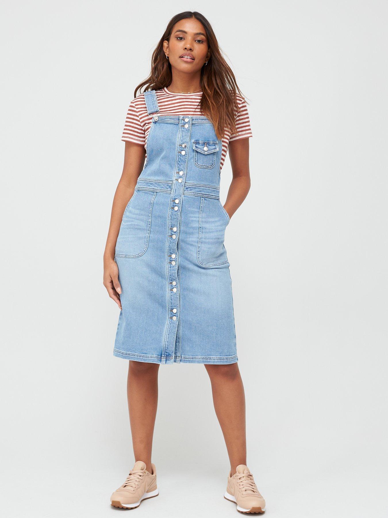 women's denim dungaree dress uk