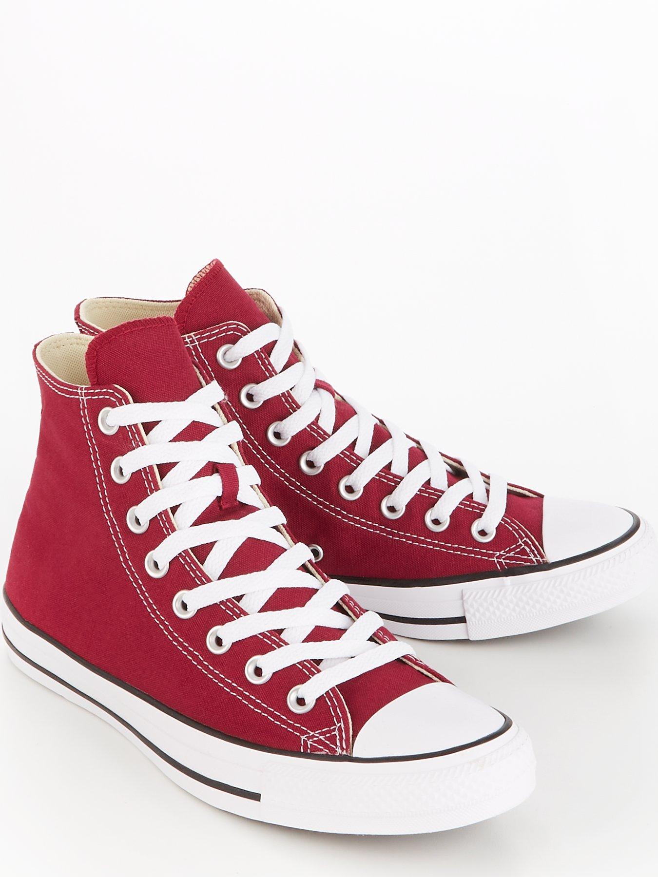 Converse Mens Canvas Hi Top Trainers Dark Red Very
