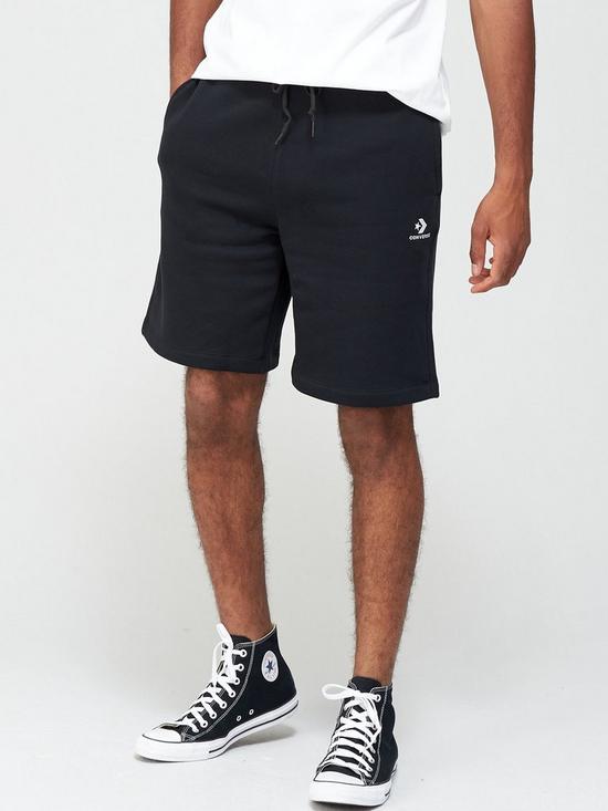 front image of converse-embroiderednbspstar-chevron-shorts-black