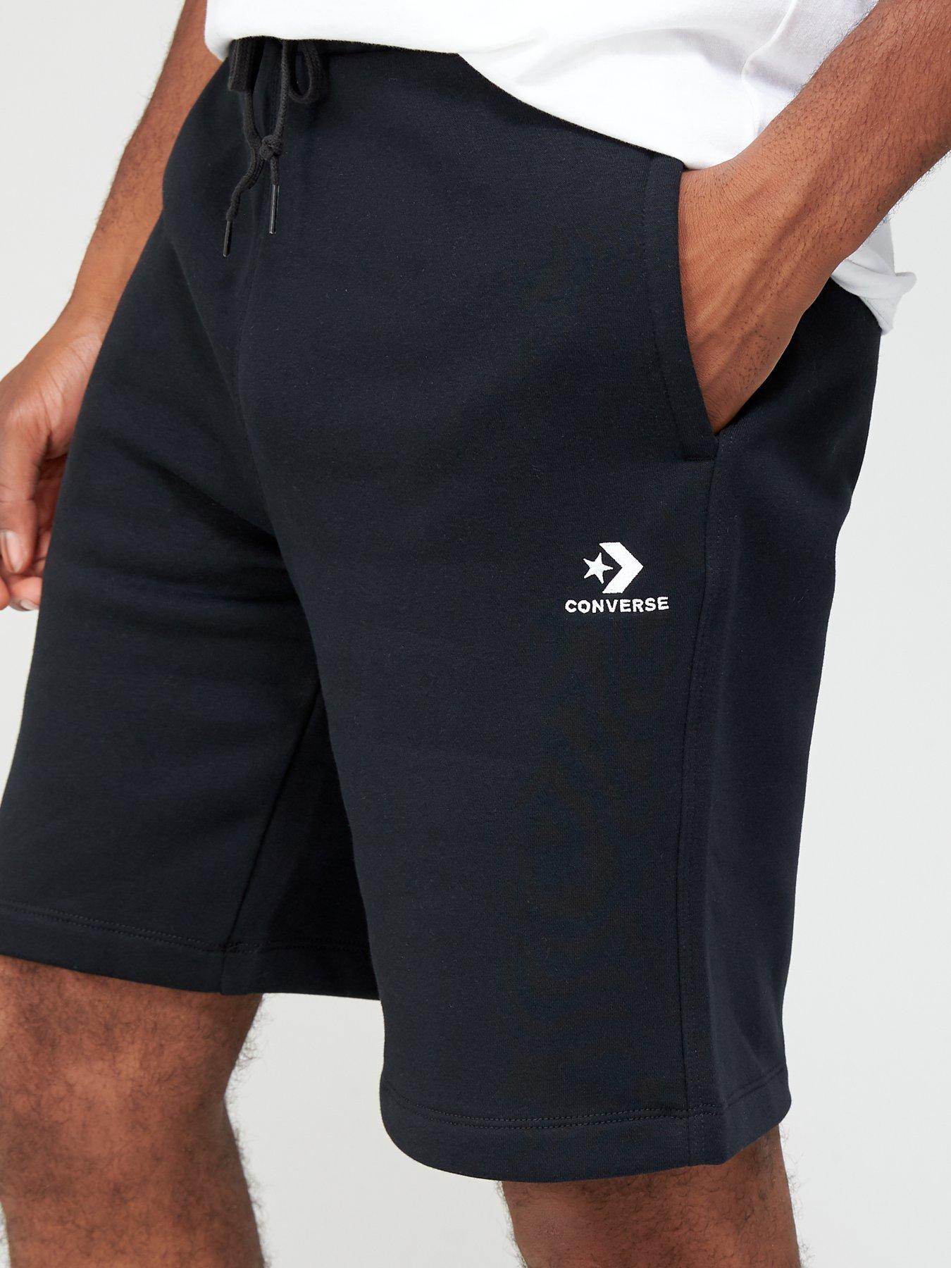 Men Embroidered Star Chevron Shorts - Black