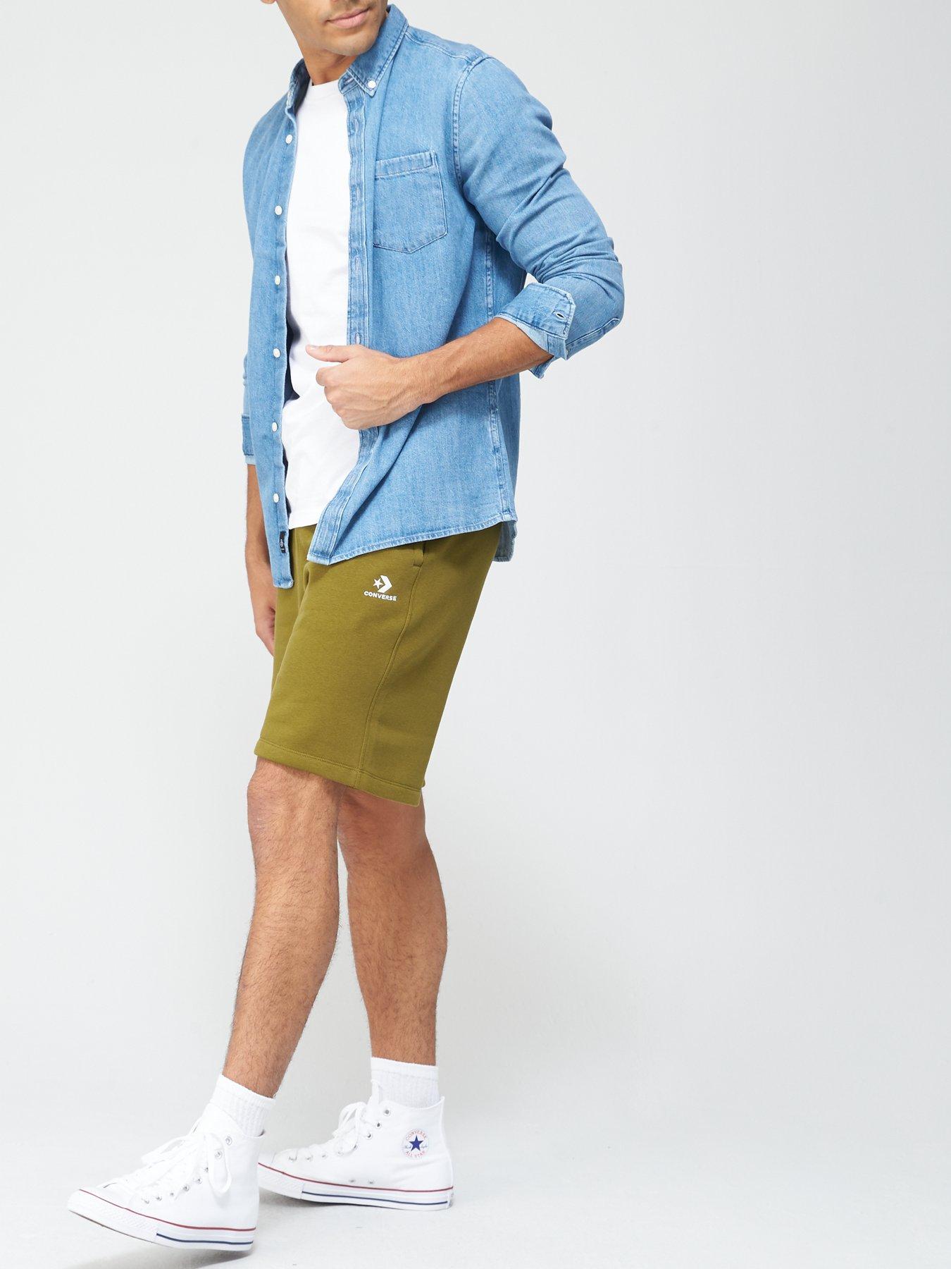 Image 3 of 4 of Converse Embroidered Star Chevron Shorts - Moss Green