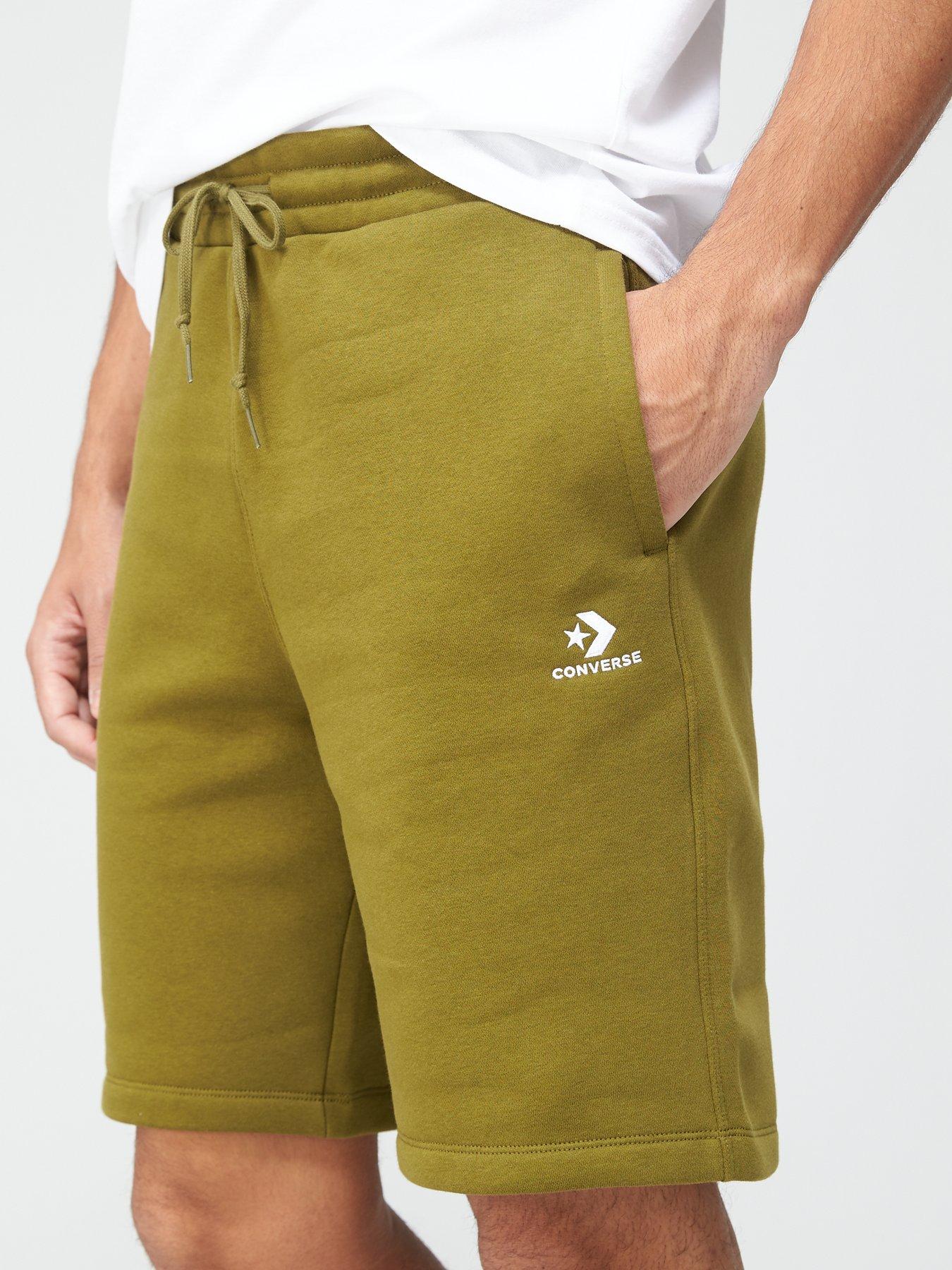 Image 4 of 4 of Converse Embroidered Star Chevron Shorts - Moss Green