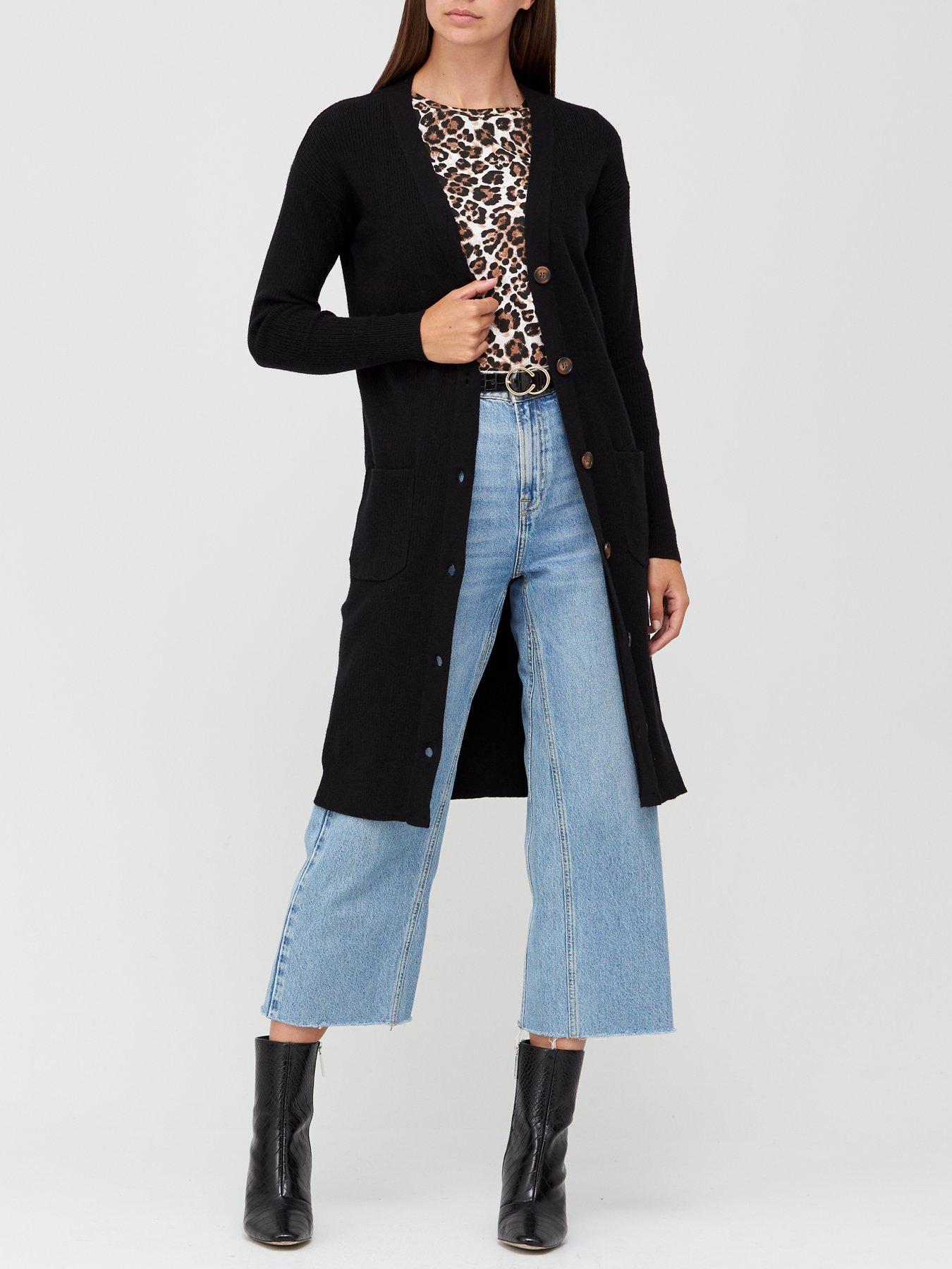 longline cardigan with buttons