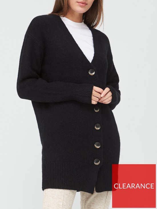 front image of v-by-very-longline-button-up-cardigan-black