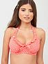  image of pour-moi-hot-spots-halter-underwired-bikini-top-coral