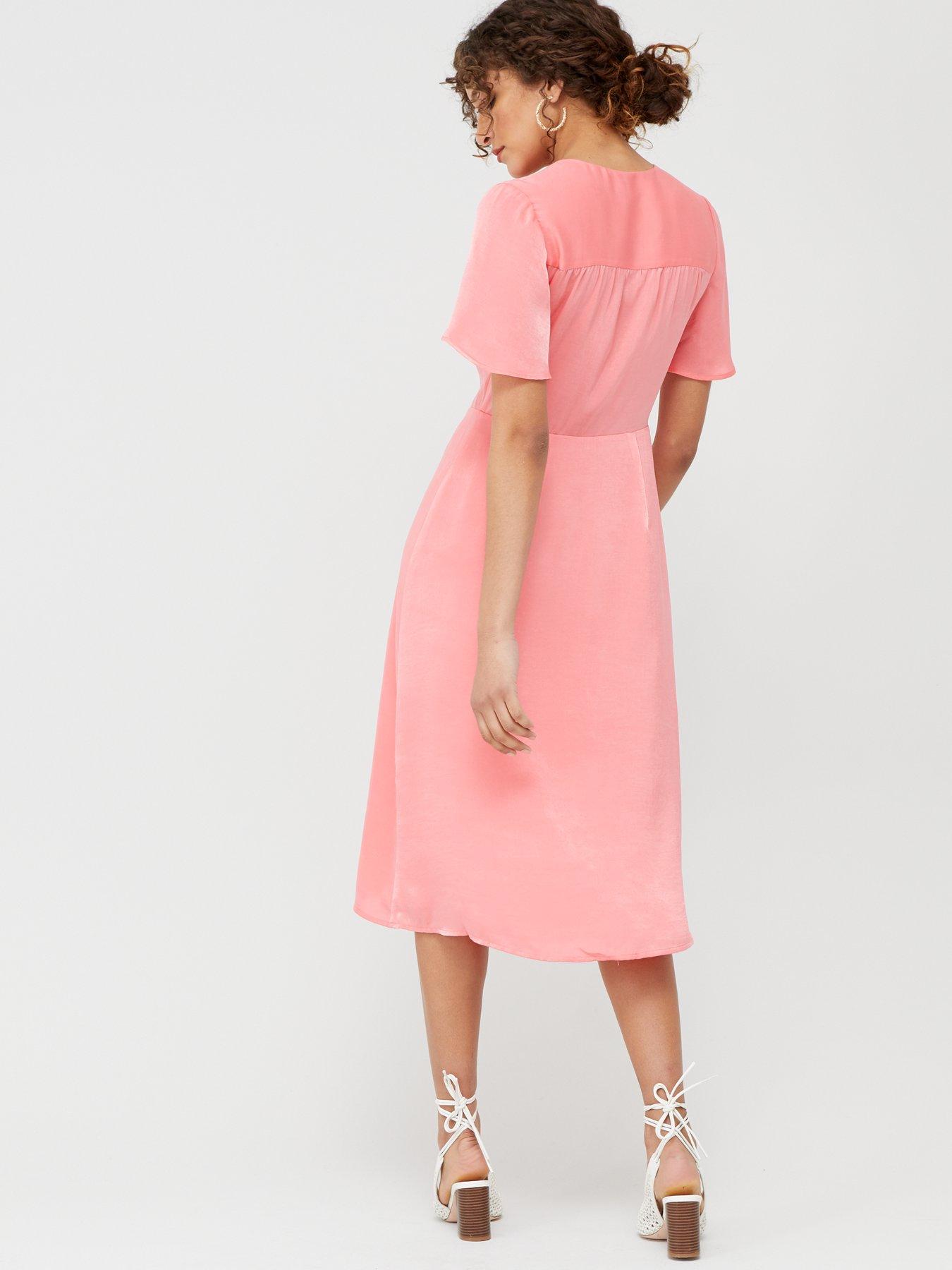 warehouse button midi dress