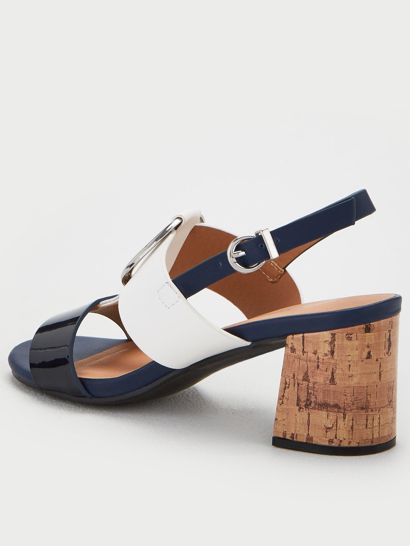 navy block heel sandals uk