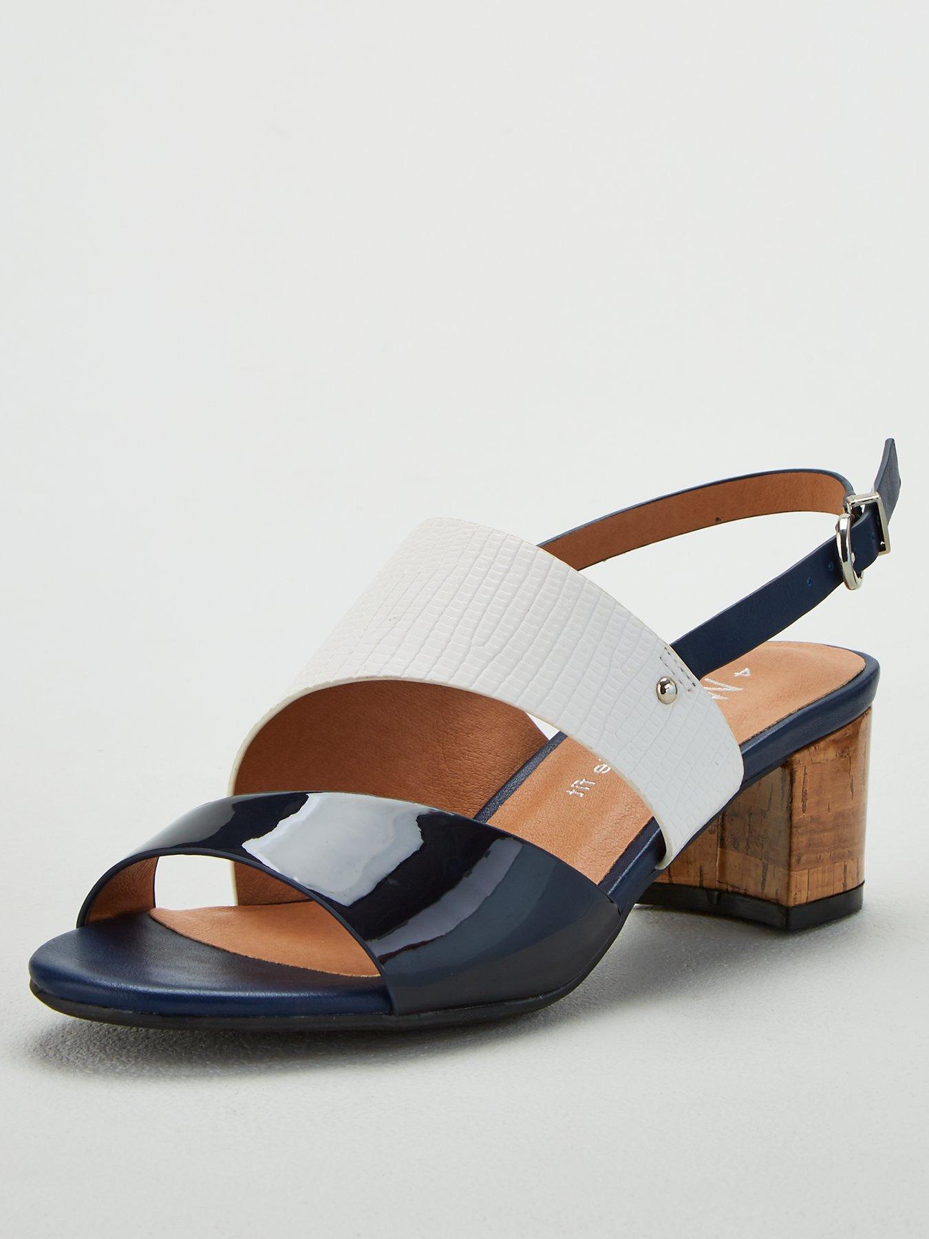 navy block heel sandals uk